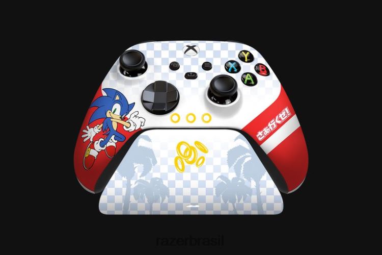 Razer console Uma cor Controle sem fio Sonic the Hedgehog e suporte de carregamento rápido para Xbox 06X4JT167