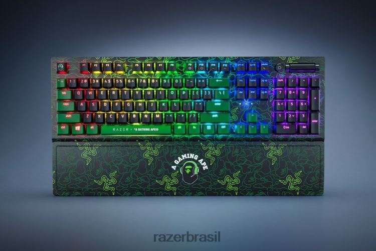 Razer X *A Bathing Ape teclado verde blackwidow v3 - interruptor verde - nós 06X4JT60