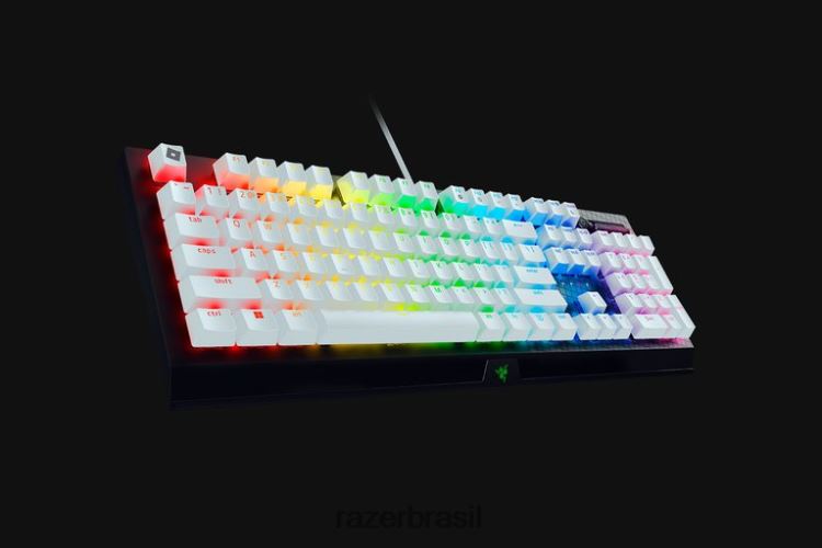 Razer teclado branco blackwidow v3 - interruptor verde - nós - edição roblox 06X4JT59