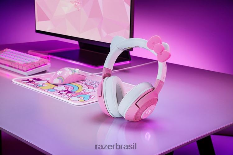 Razer Criação de conteúdo Uma cor kraken bt - edição hello kitty e amigos 06X4JT106