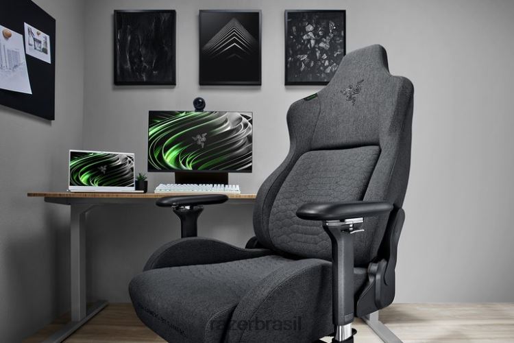 Razer cadeira de jogos Uma cor iskur – tecido cinza escuro 06X4JT137