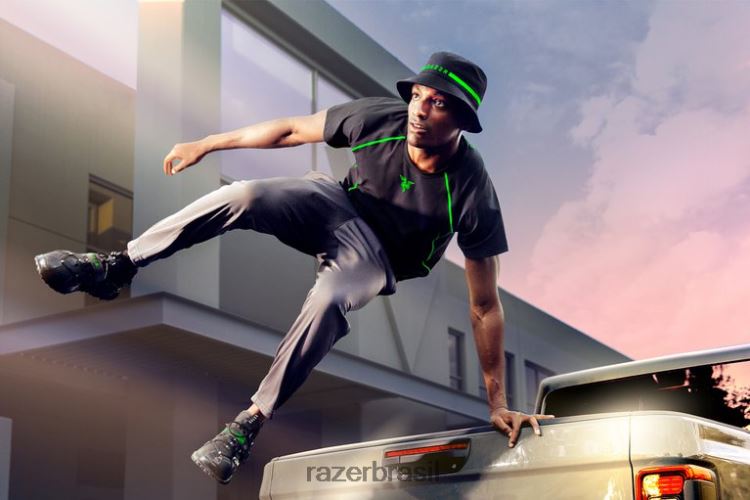 Razer vestuário Uma cor athleisure - camiseta instinto 06X4JT194