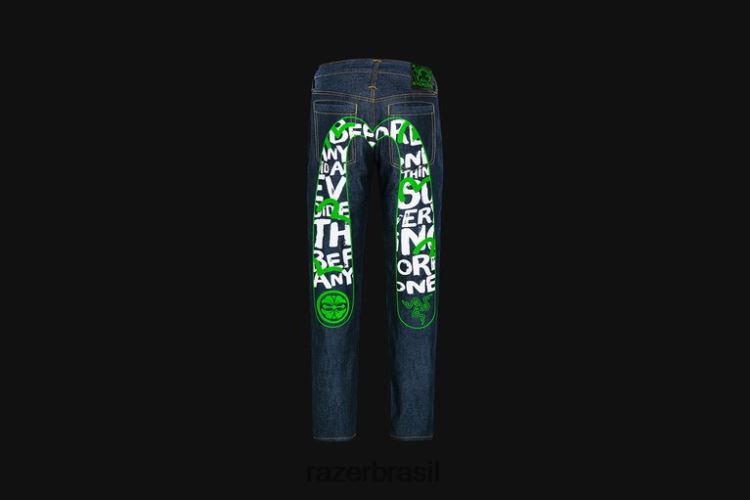 Razer vestuário Uma cor calça jeans evisu daicock estampada com bordado cenoura #2017 06X4JT192